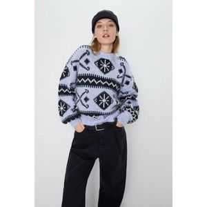 NWT Zara Wool Mohair Blend Purple Sweater Aztec